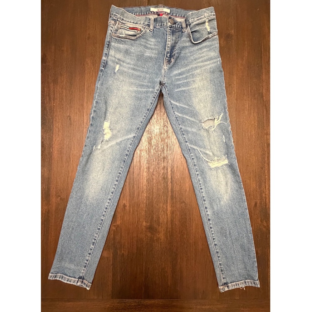 Tommy Hilfiger Denim Scanton Slim Fit Distressed Blue Jeans Mens 31x32